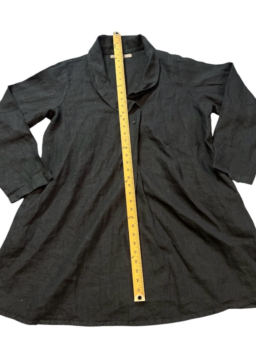 Flax Black Linen A-Line Tunic with Folded Collar - Picture 7 of 7
